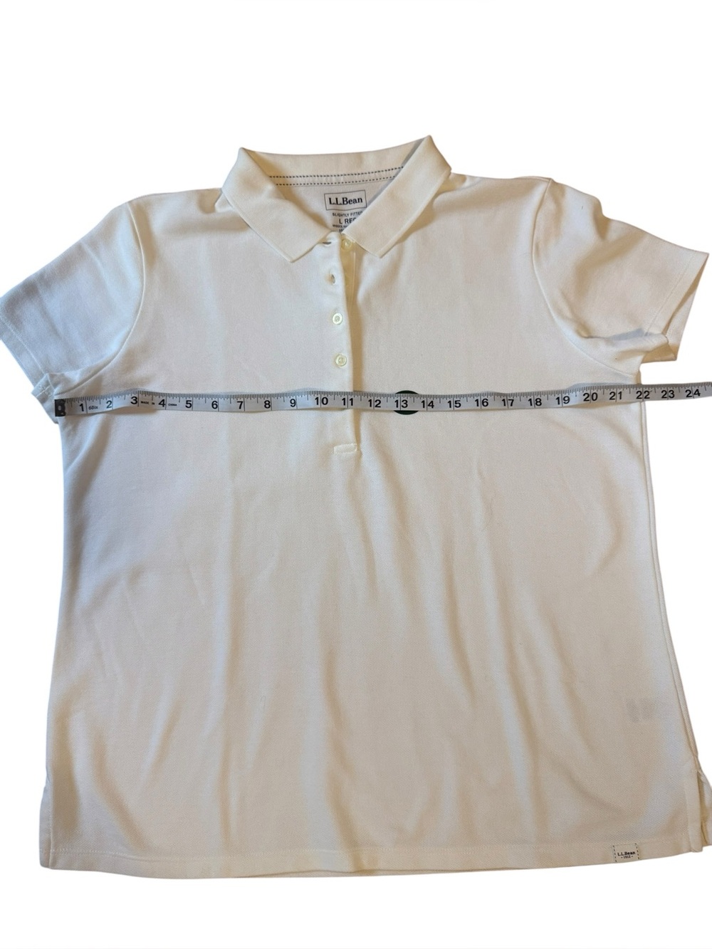 NWT L.L. Bean Cotton Short Sleeve Polo Shirt White Size Large - Picture 8 of 9